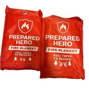 2-Pack Prepared Hero Fire Blanket Fiberglass Emergency Suppression New